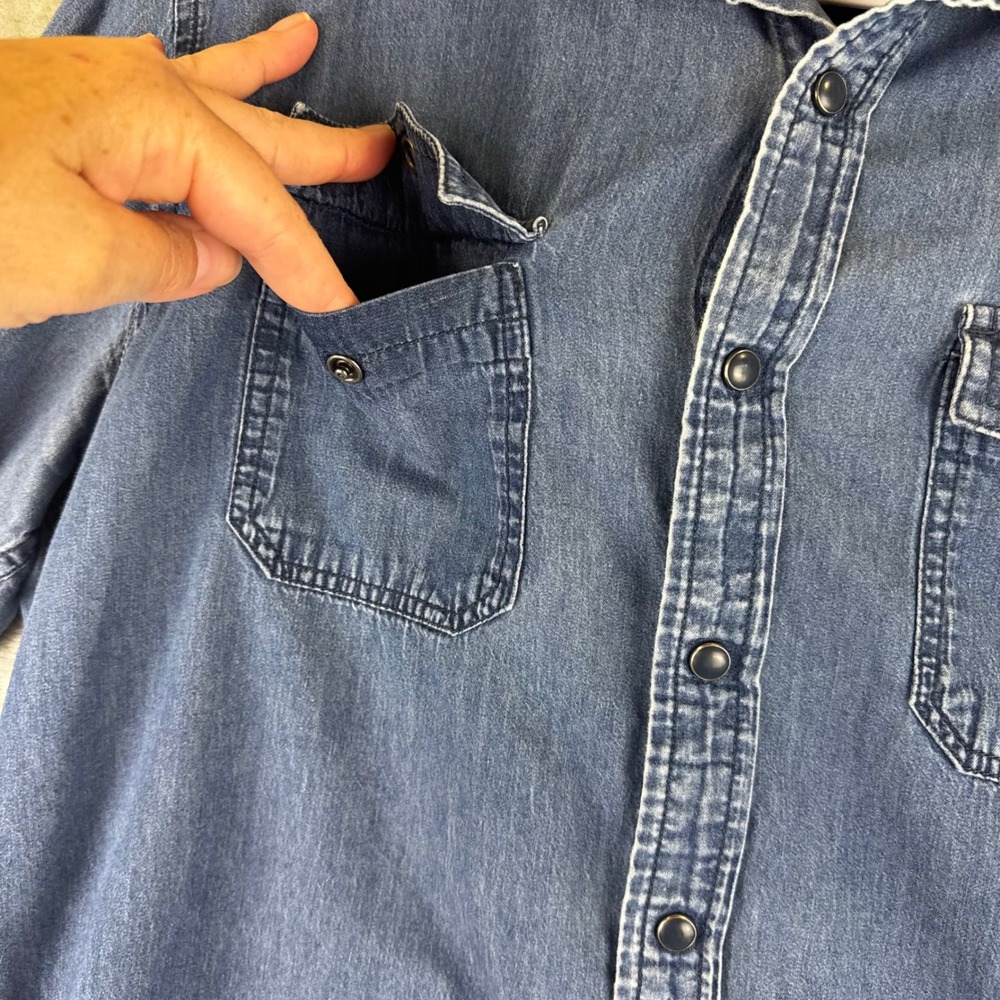 American Rag Denim Shirt Women Large Blue Button Down Long Sleeve (1600) - Picture 3 of 10